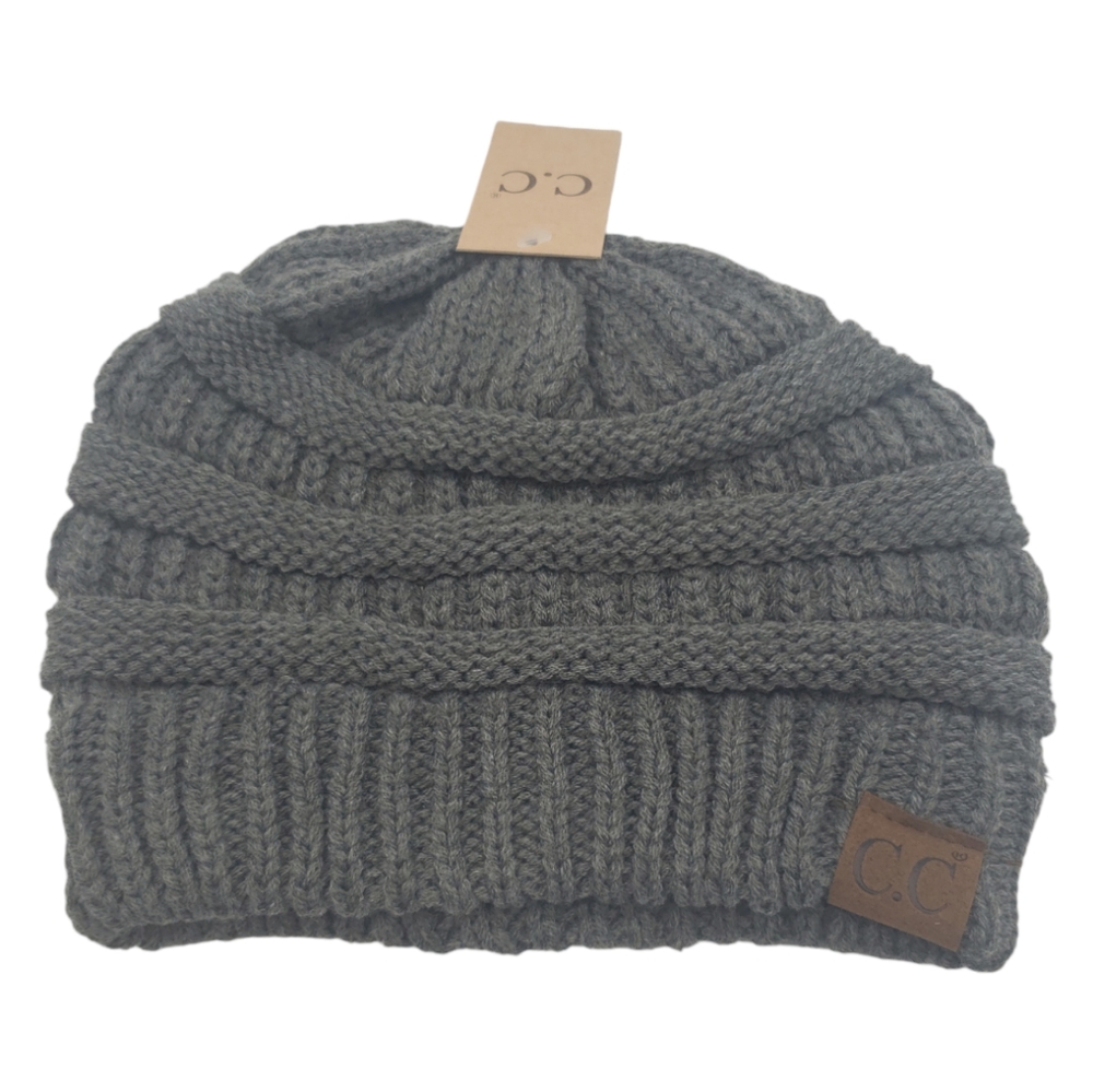 C.C. Classic Knit Beanie NWT One Size Dark Gray - Picture 2 of 7